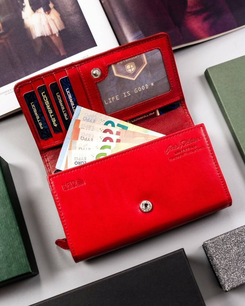 Duży, skórzany portfel damski na zatrzask - Peterson - obrazek 5