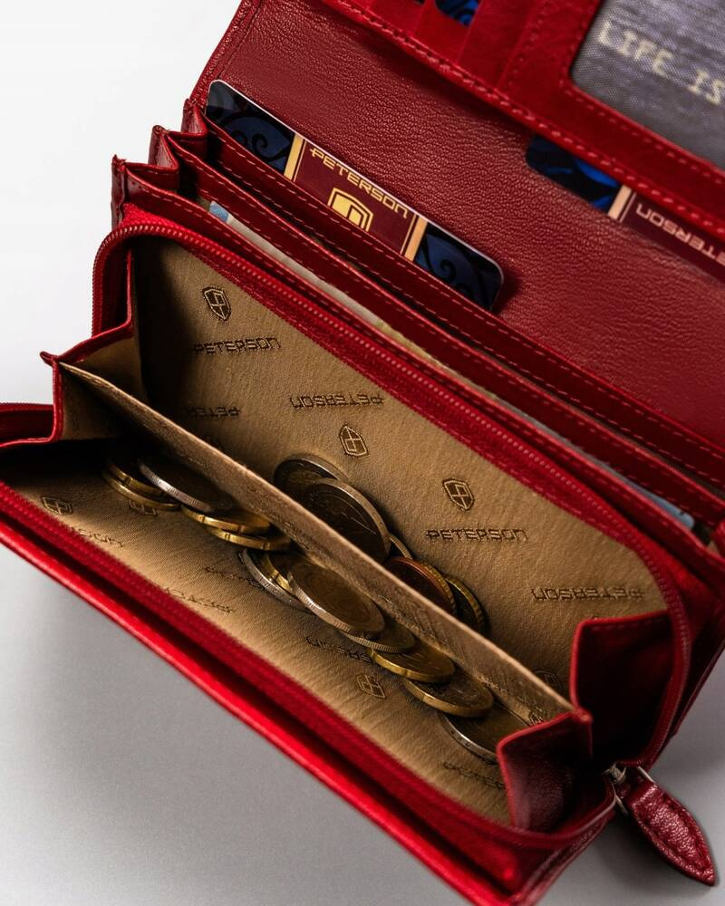 Duży, skórzany portfel damski na zatrzask - Peterson - obrazek 10