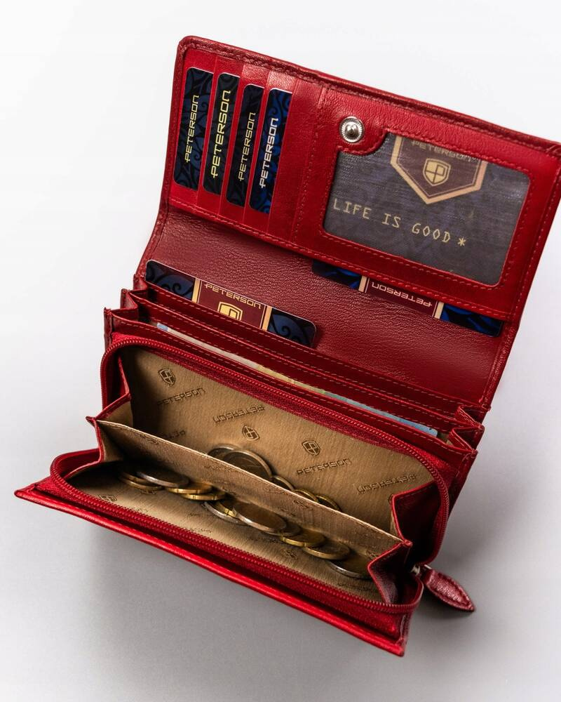 Duży, skórzany portfel damski na zatrzask - Peterson - obrazek 9