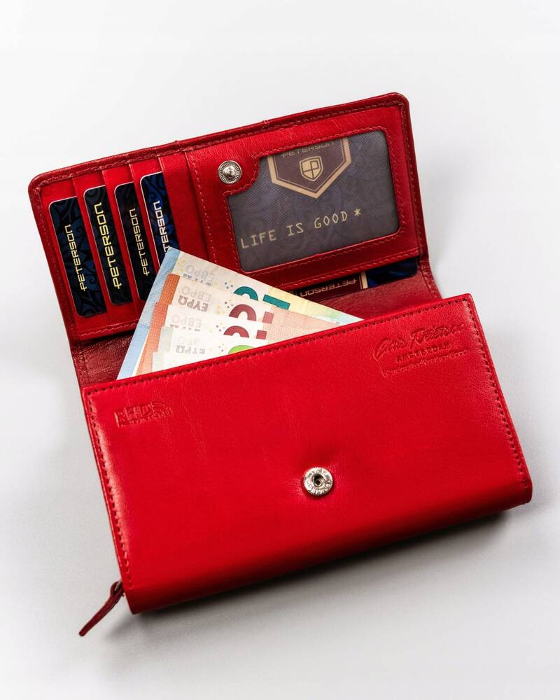 Duży, skórzany portfel damski na zatrzask - Peterson - obrazek 6