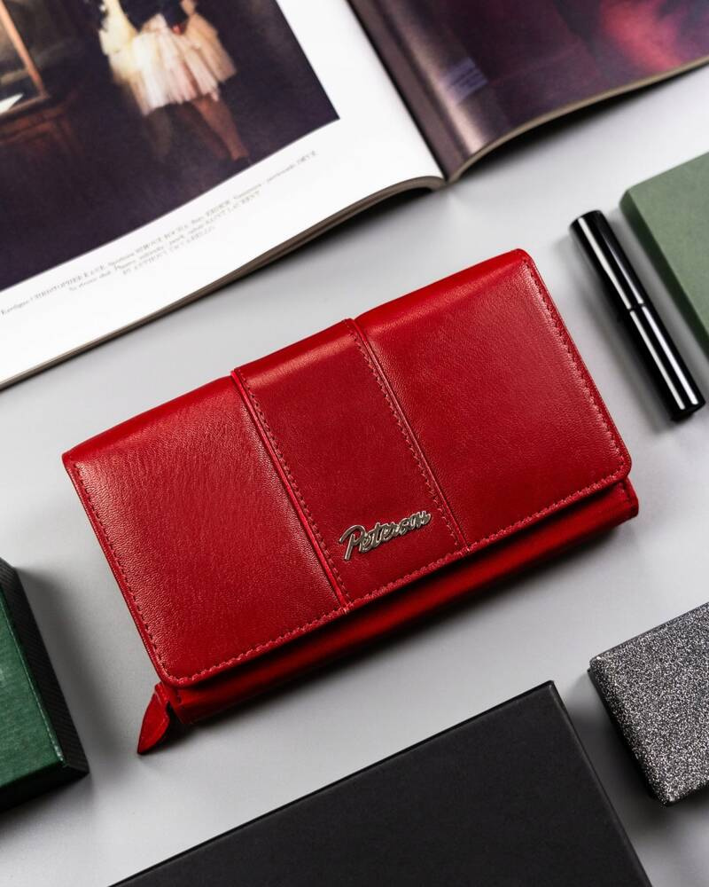 Duży, skórzany portfel damski na zatrzask - Peterson - obrazek 2