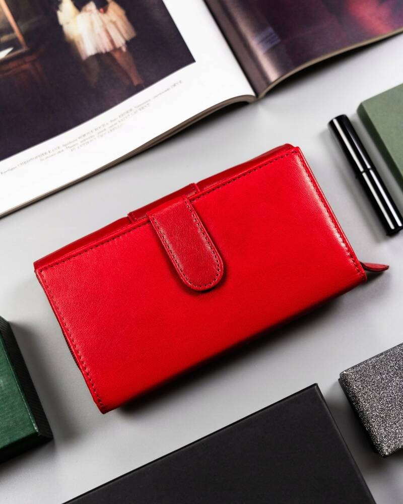 Duży, skórzany portfel damski na zatrzask - Peterson - obrazek 4