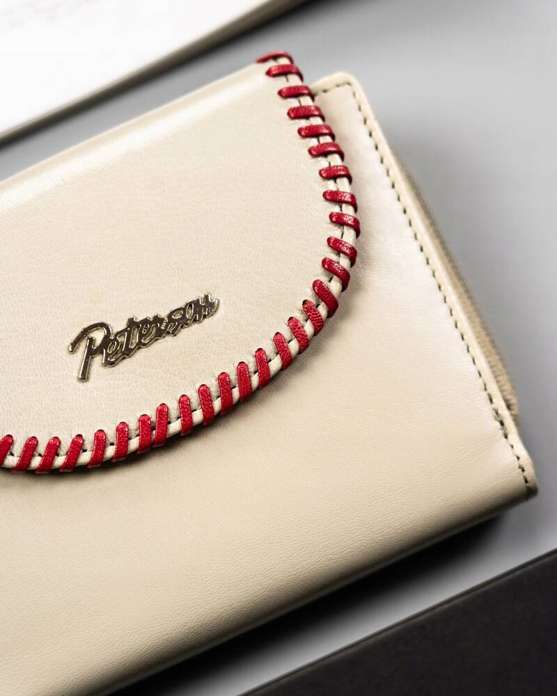 Skórzany portfel damski na zatrzask i zamek - Peterson - obrazek 3