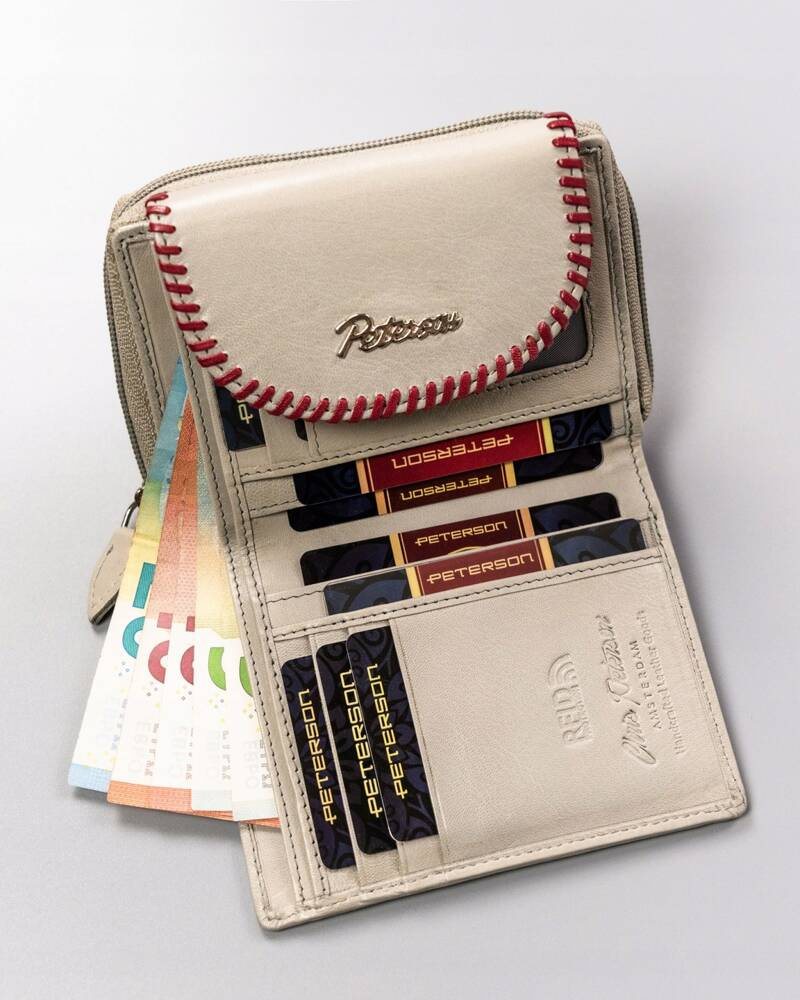 Skórzany portfel damski na zatrzask i zamek - Peterson - obrazek 5