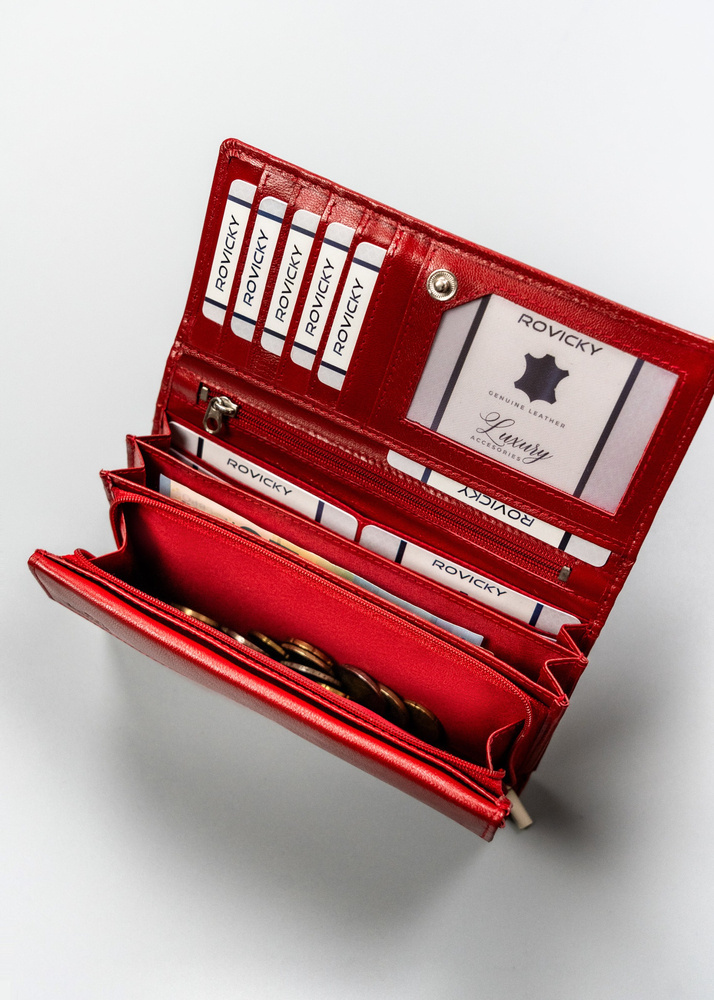 Skórzany portfel damski w orientacji poziomej na zatrzask - 4U Cavaldi - obrazek 7