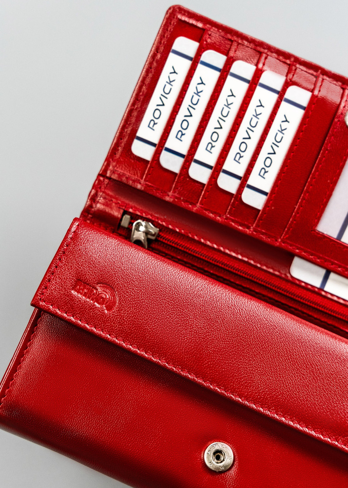 Skórzany portfel damski w orientacji poziomej na zatrzask - 4U Cavaldi - obrazek 8