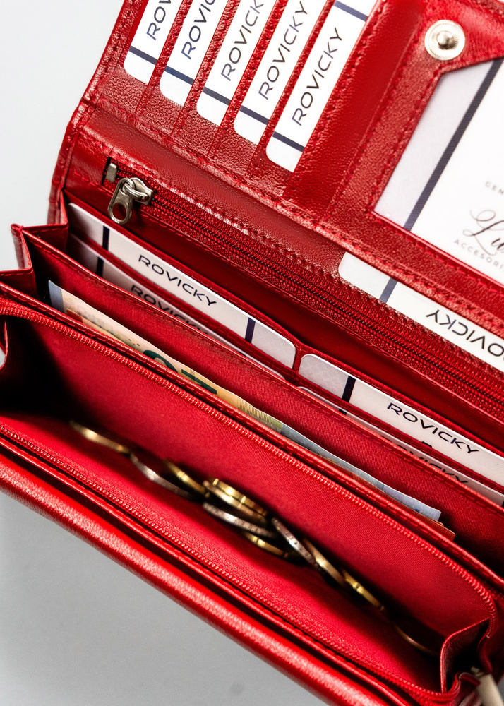 Skórzany portfel damski w orientacji poziomej na zatrzask - 4U Cavaldi - obrazek 9