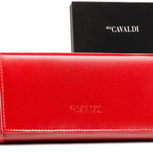 Skórzany portfel damski w orientacji poziomej na zatrzask - 4U Cavaldi