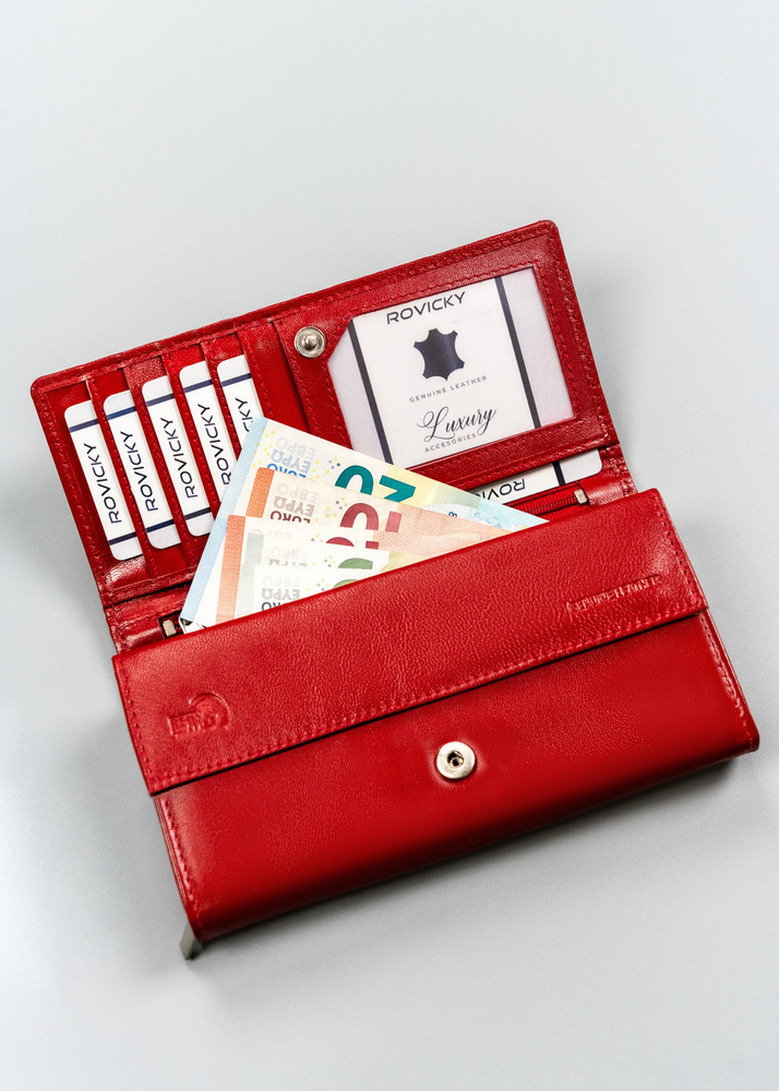 Skórzany portfel damski w orientacji poziomej na zatrzask - 4U Cavaldi - obrazek 6
