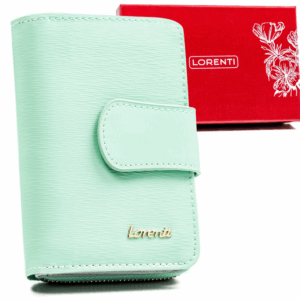 Skórzany portfel damski w orientacji pionowej zamykany na zatrzask - Lorenti