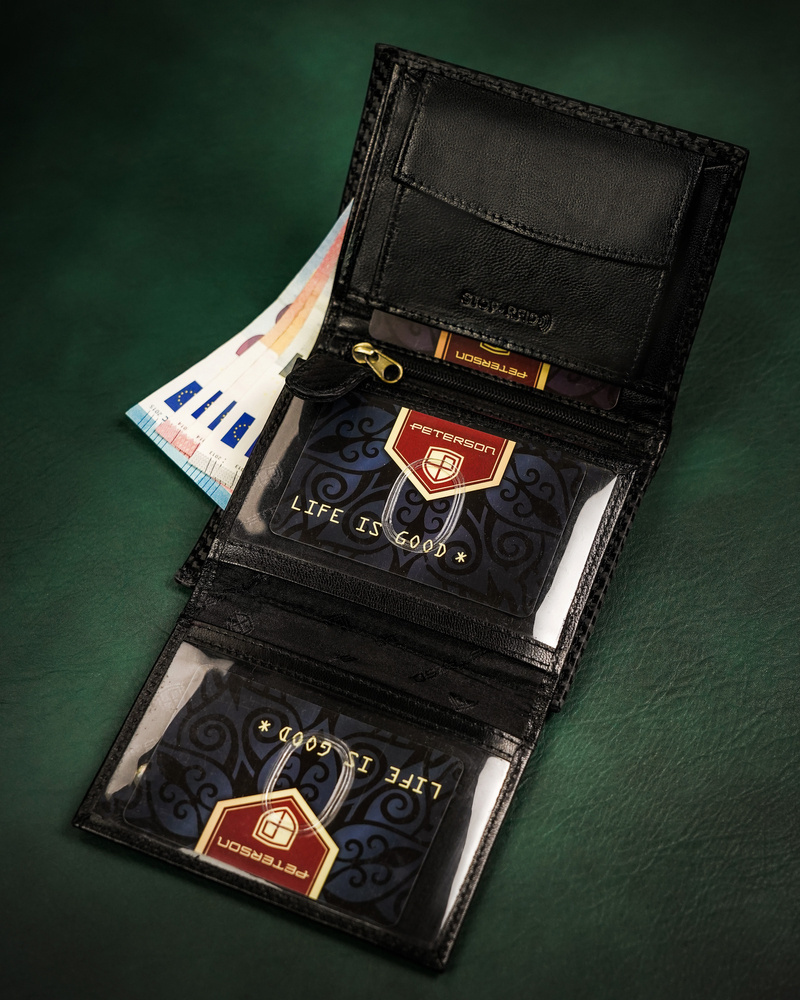 Skórzany portfel męski z systemem RFID - Peterson - obrazek 10