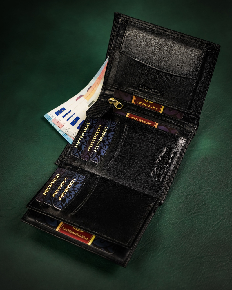 Skórzany portfel męski z systemem RFID - Peterson - obrazek 6