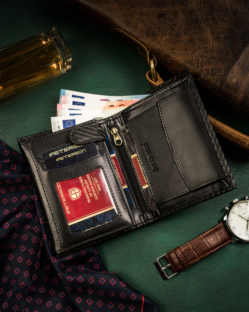 Skórzany portfel męski z systemem RFID - Peterson - obrazek 4