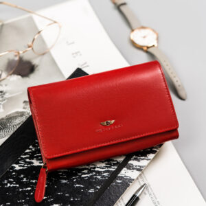 Klasyczny, skórzany portfel damski na zatrzask - Peterson