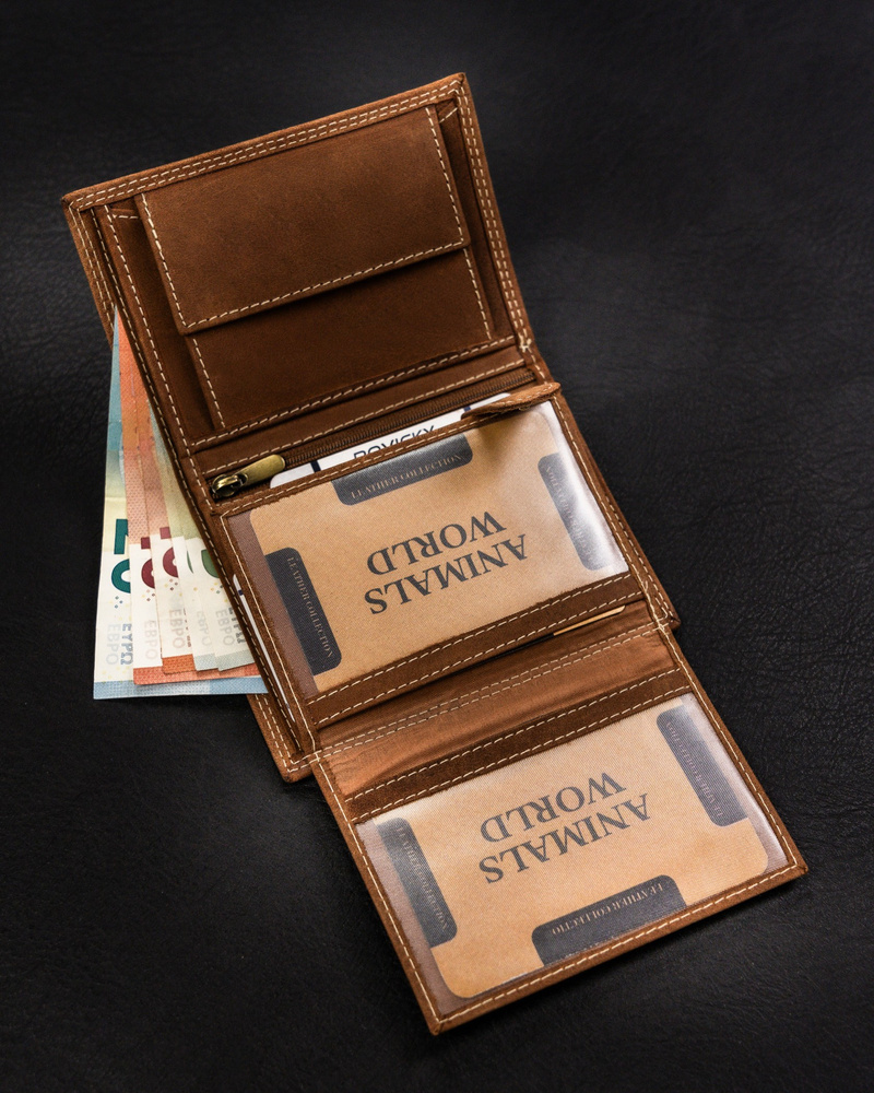 Duży, pionowy portfel męski ze skóry naturalnej - Always Wild - obrazek 5