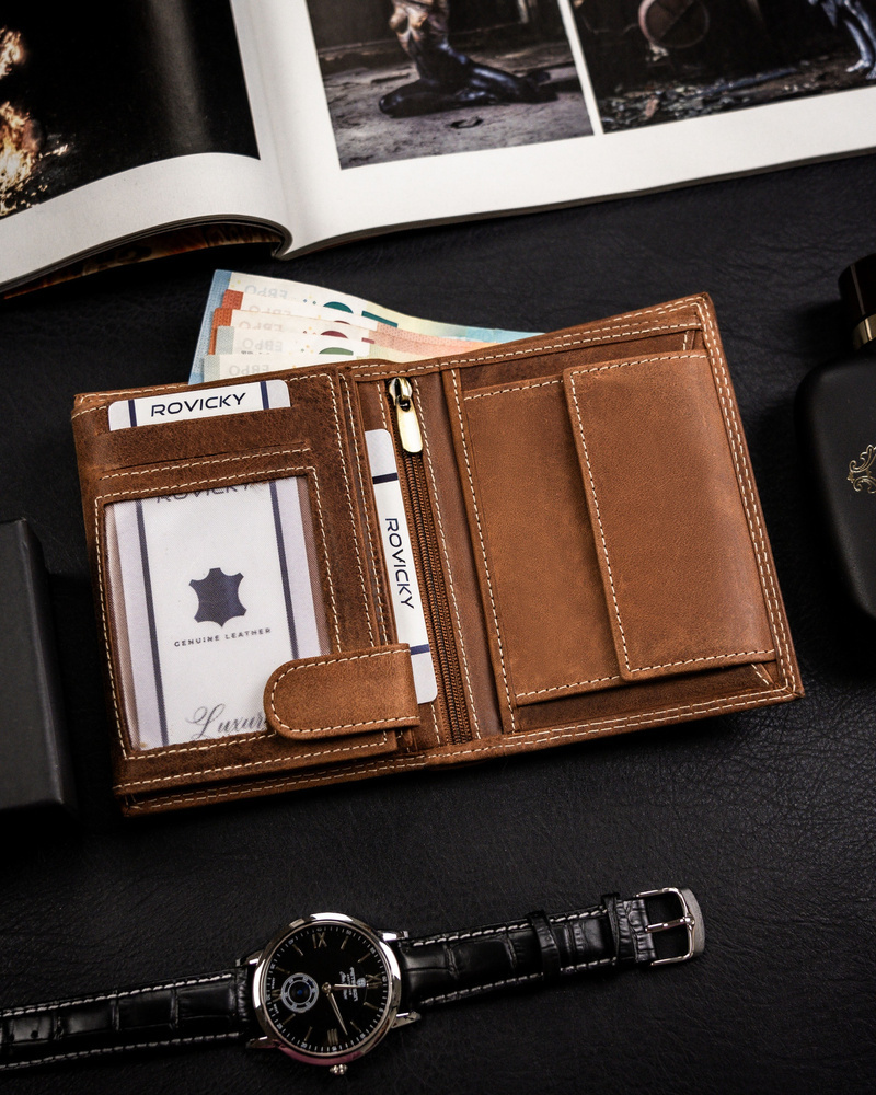 Duży, pionowy portfel męski ze skóry naturalnej - Always Wild - obrazek 2