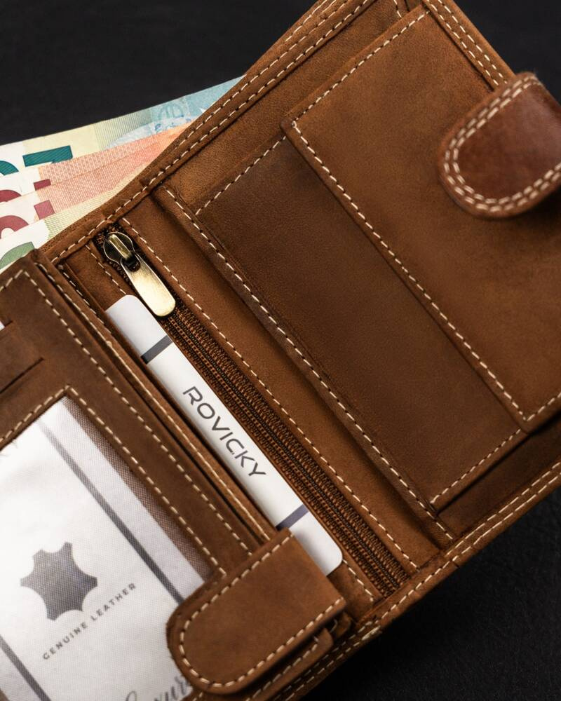 Duży, pionowy portfel męski ze skóry naturalnej - Always Wild - obrazek 7