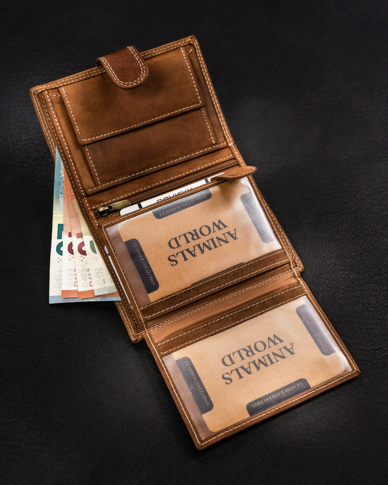 Duży, pionowy portfel męski ze skóry naturalnej - Always Wild - obrazek 5