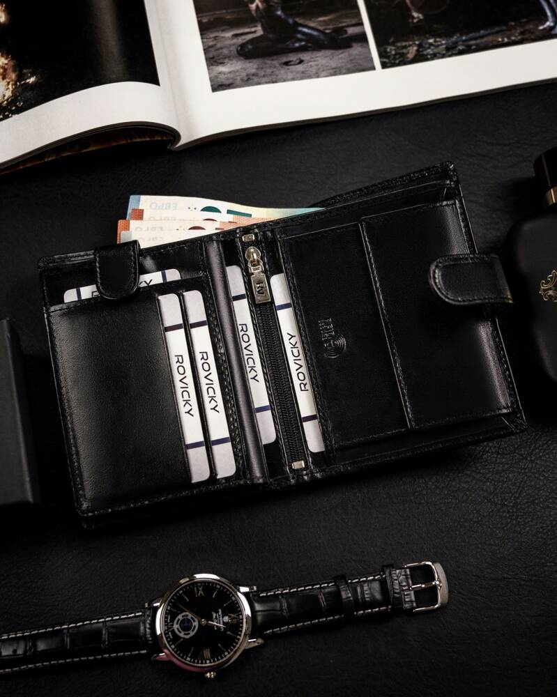 Duży portfel męski ze skóry naturalnej - Rovicky - obrazek 6