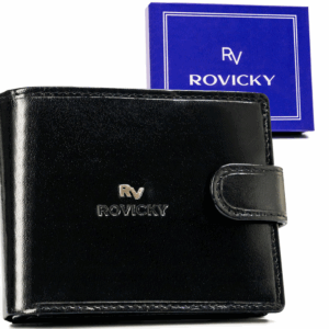 Duży, skórzany portfel męski na zatrzask - Rovicky
