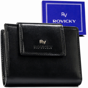 Skórzany portfel na zatrzask z systemem RFID - Rovicky