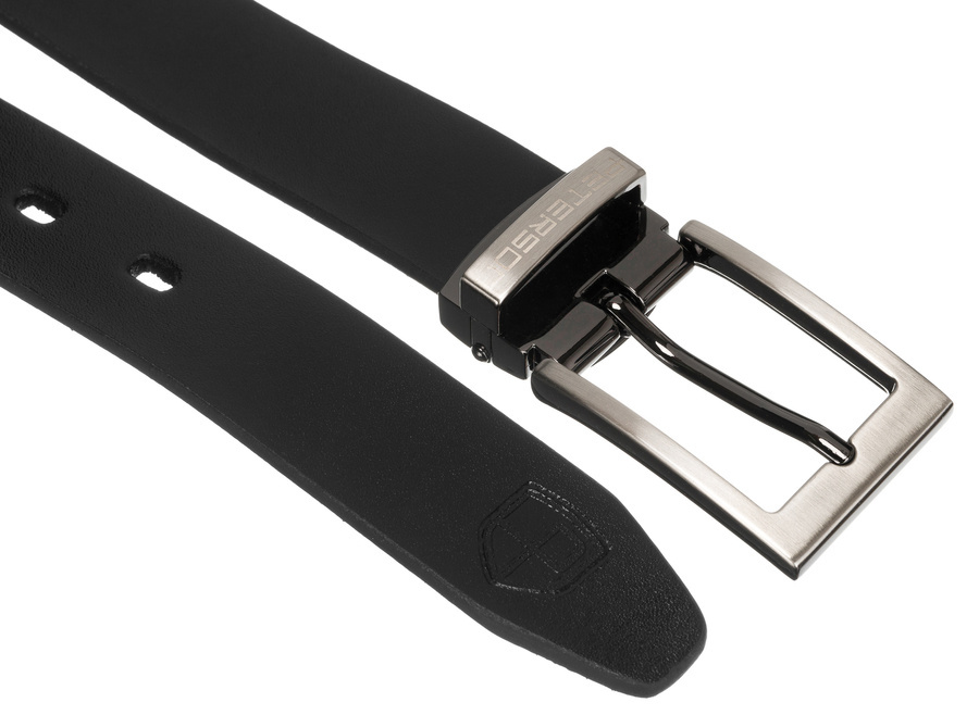 Skórzany, wąski pasek męski z klasyczną klamrą - Peterson - obrazek 4
