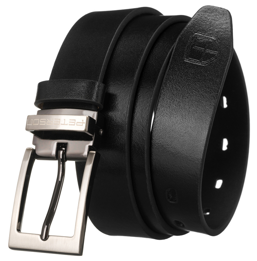 Skórzany, wąski pasek męski z klasyczną klamrą - Peterson - obrazek 2