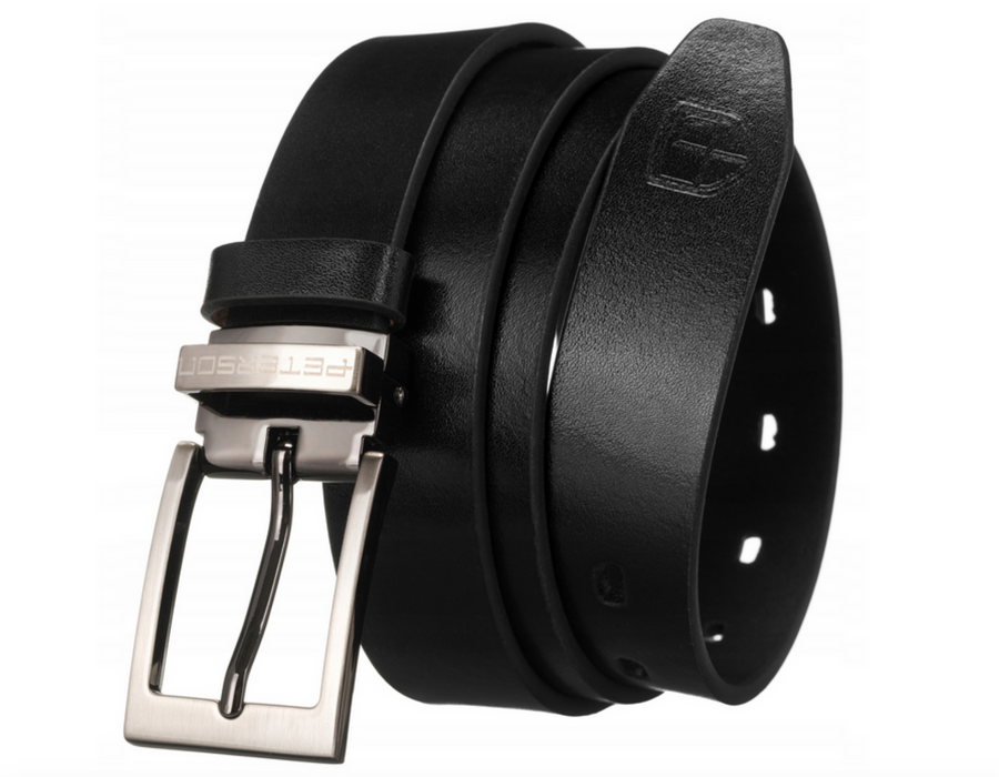 Skórzany, wąski pasek męski z klasyczną klamrą - Peterson - obrazek 8