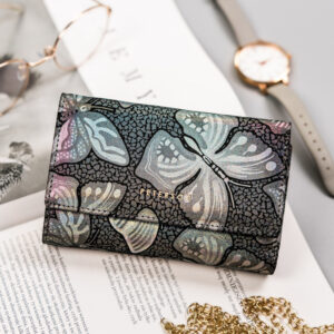 Damski, skórzany portfel w motylki - Peterson