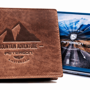 Duży, skórzany portfel męski z ozdobnym tłoczeniem - Peterson