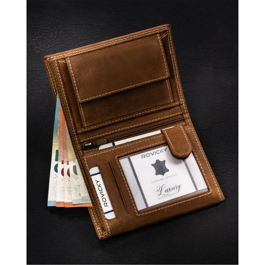 Duży portfel męski z nubukowej skóry naturalnej - Always Wild - obrazek 7