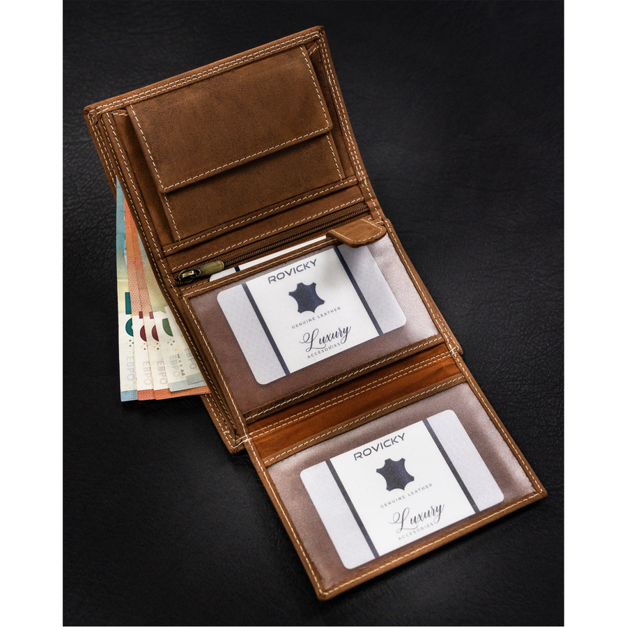 Duży portfel męski z nubukowej skóry naturalnej - Always Wild - obrazek 8