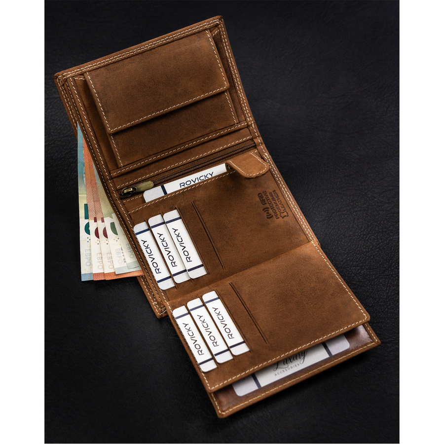 Duży portfel męski z nubukowej skóry naturalnej - Always Wild - obrazek 9