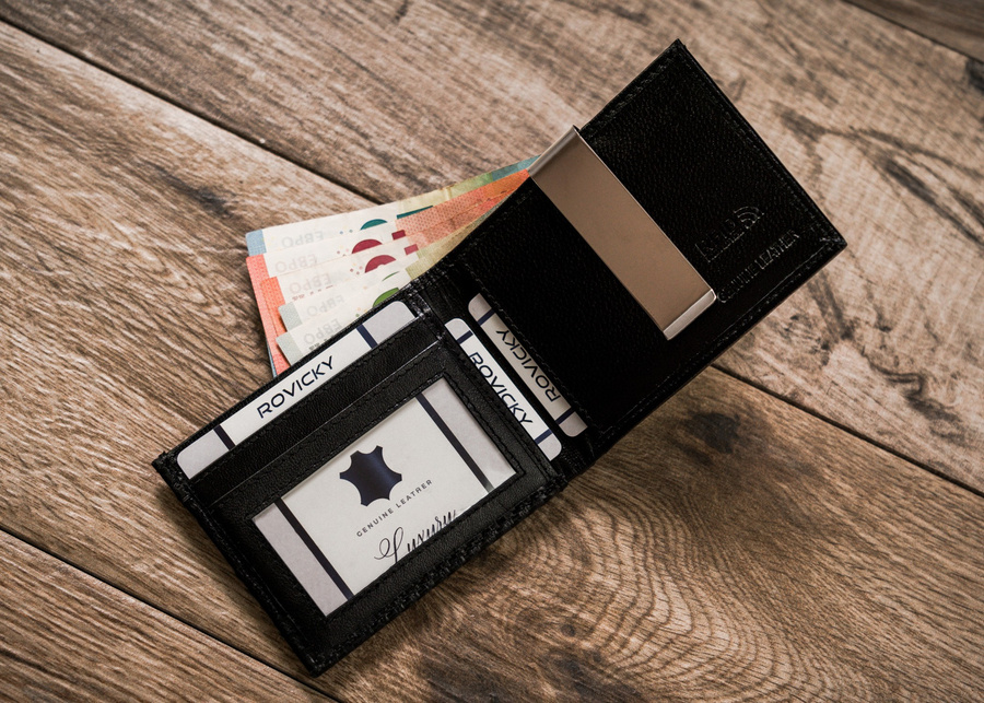 Banknotówka męska ze skóry naturalnej - Rovicky - obrazek 8