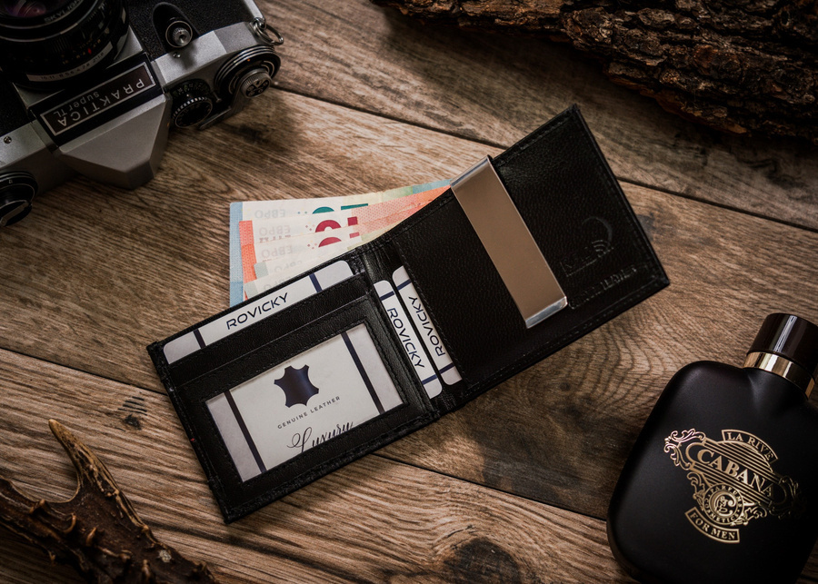 Banknotówka męska ze skóry naturalnej - Rovicky - obrazek 7