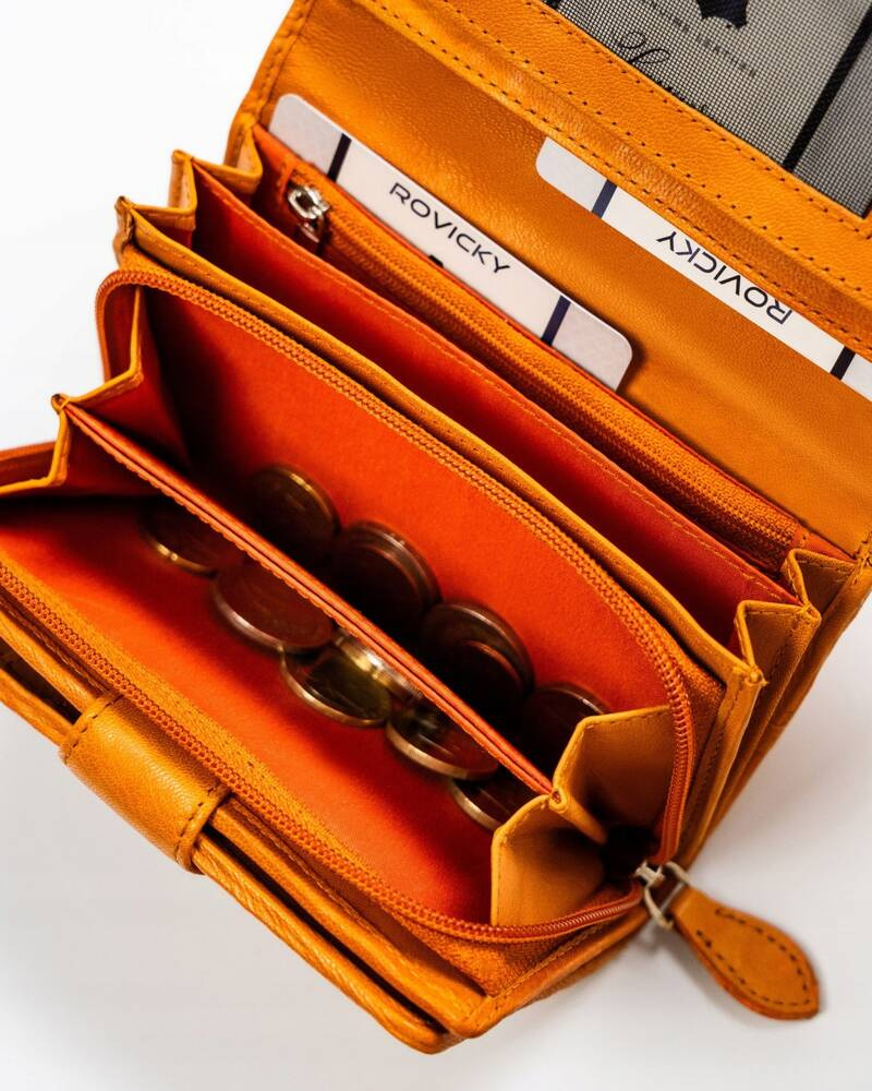 Elegancki portfel damski ze skóry naturalnej - Rovicky - obrazek 10