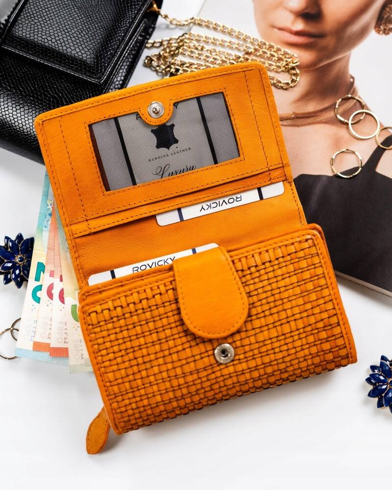 Elegancki portfel damski ze skóry naturalnej - Rovicky - obrazek 6