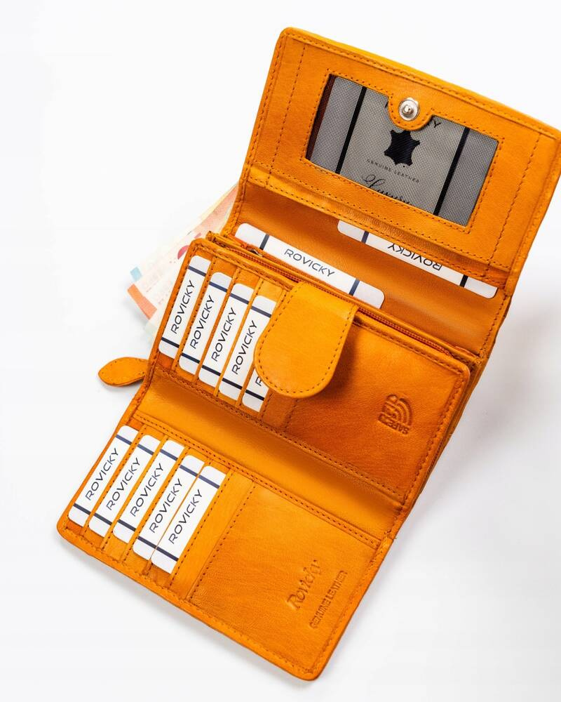 Elegancki portfel damski ze skóry naturalnej - Rovicky - obrazek 7