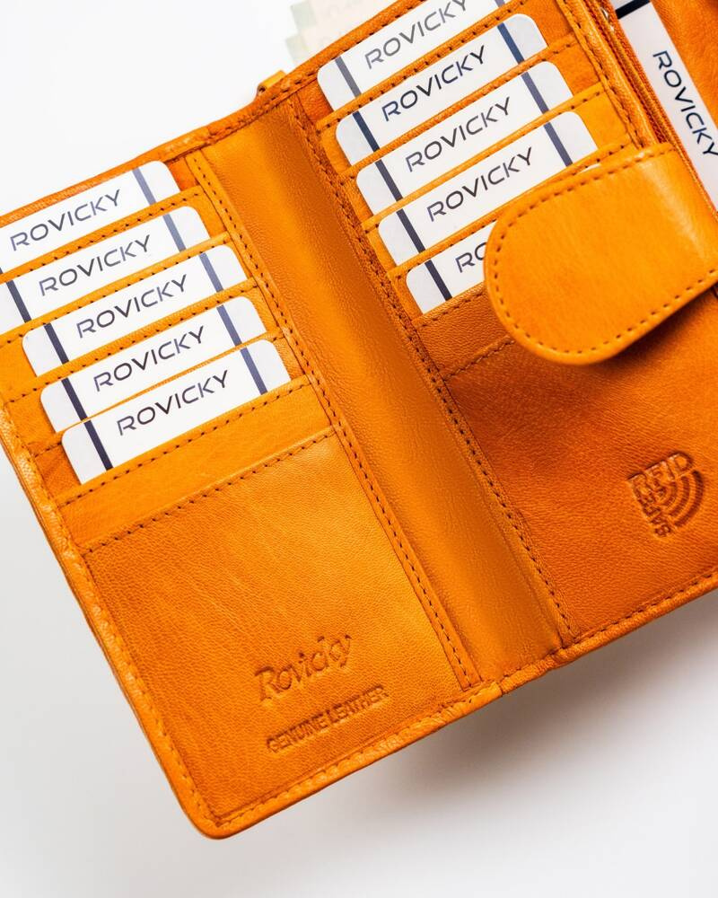Elegancki portfel damski ze skóry naturalnej - Rovicky - obrazek 8