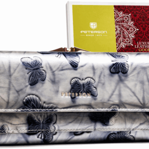 Duży, skórzany portfel damski na zatrzask i bigiel - Peterson