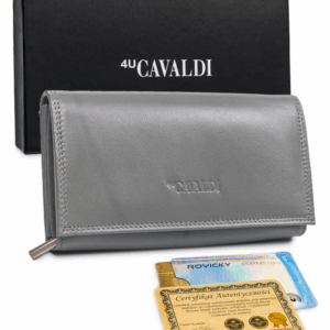Duży, skórzany portfel damski na zatrzask - 4U Cavaldi