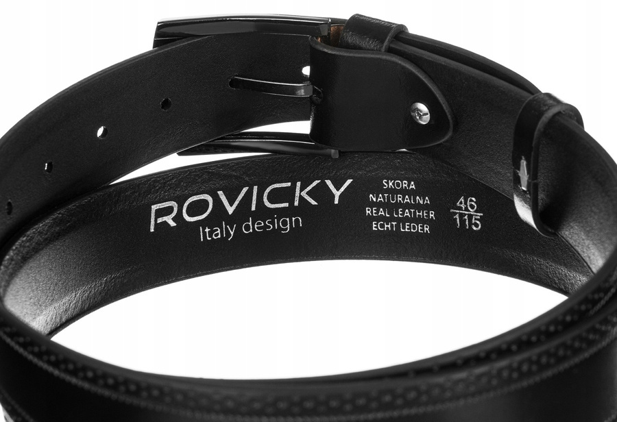 Szeroki, skórzany pasek męski - Rovicky - obrazek 2