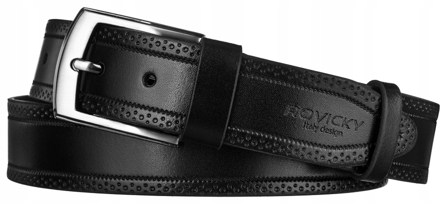 Szeroki, skórzany pasek męski - Rovicky - obrazek 5