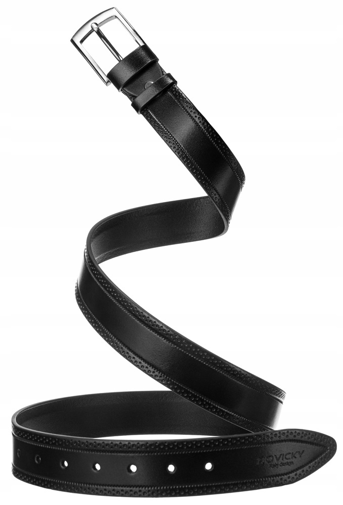 Szeroki, skórzany pasek męski - Rovicky - obrazek 3