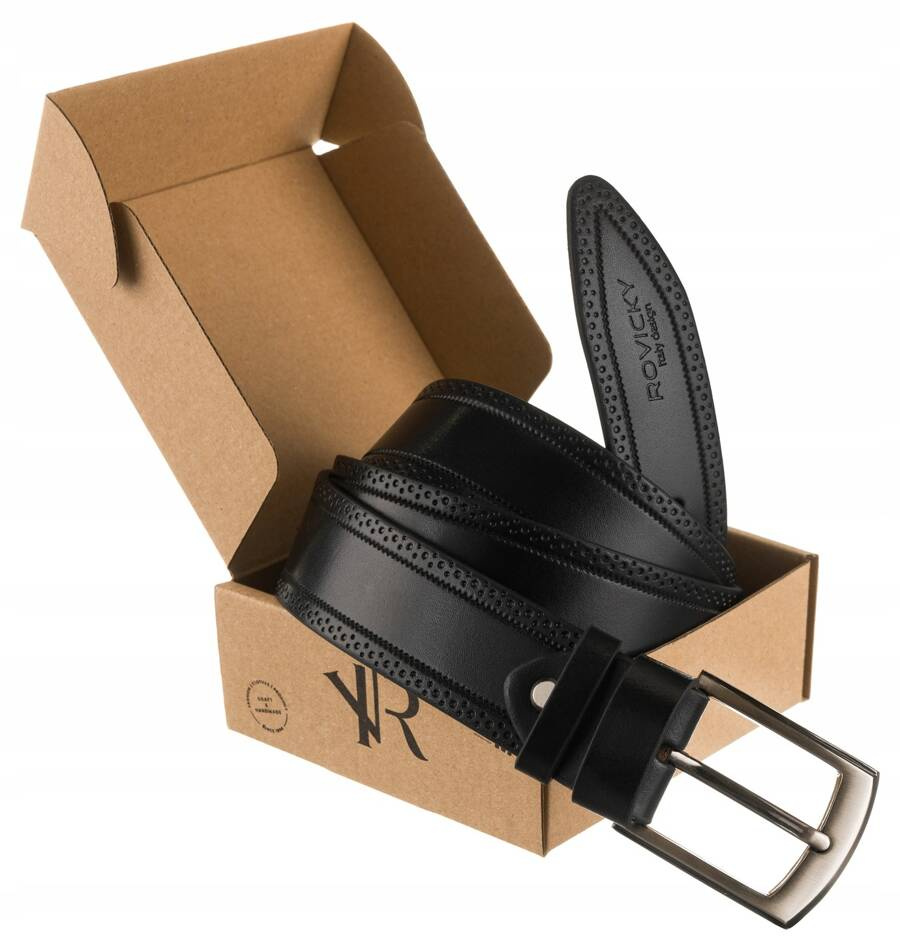 Szeroki, skórzany pasek męski - Rovicky - obrazek 6