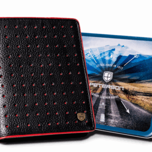 Skórzany portfel męski z kontrastowym obszyciem - Peterson