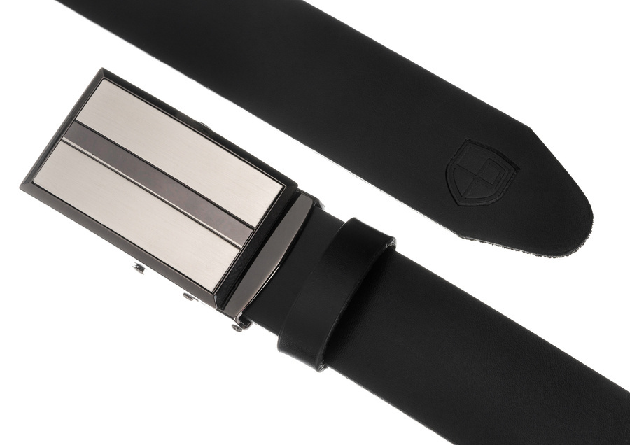 Elegancki, skórzany pasek męski z automatyczną klamrą - Peterson - obrazek 5