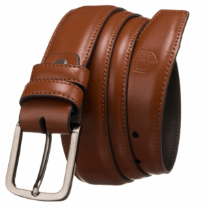 Skórzany, szeroki pasek męski z klasyczną klamrą - Peterson