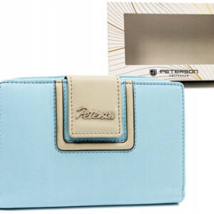 Skórzany portfel damski na zatrzask i suwak - Peterson