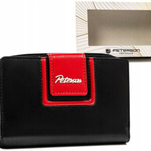 Skórzany portfel damski na zatrzask i suwak - Peterson
